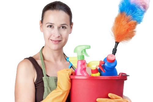 Carpet cleaning staff following safe working procedures