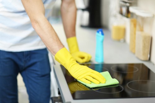 Sparkling storefront windows in Westhampstead after cleaning